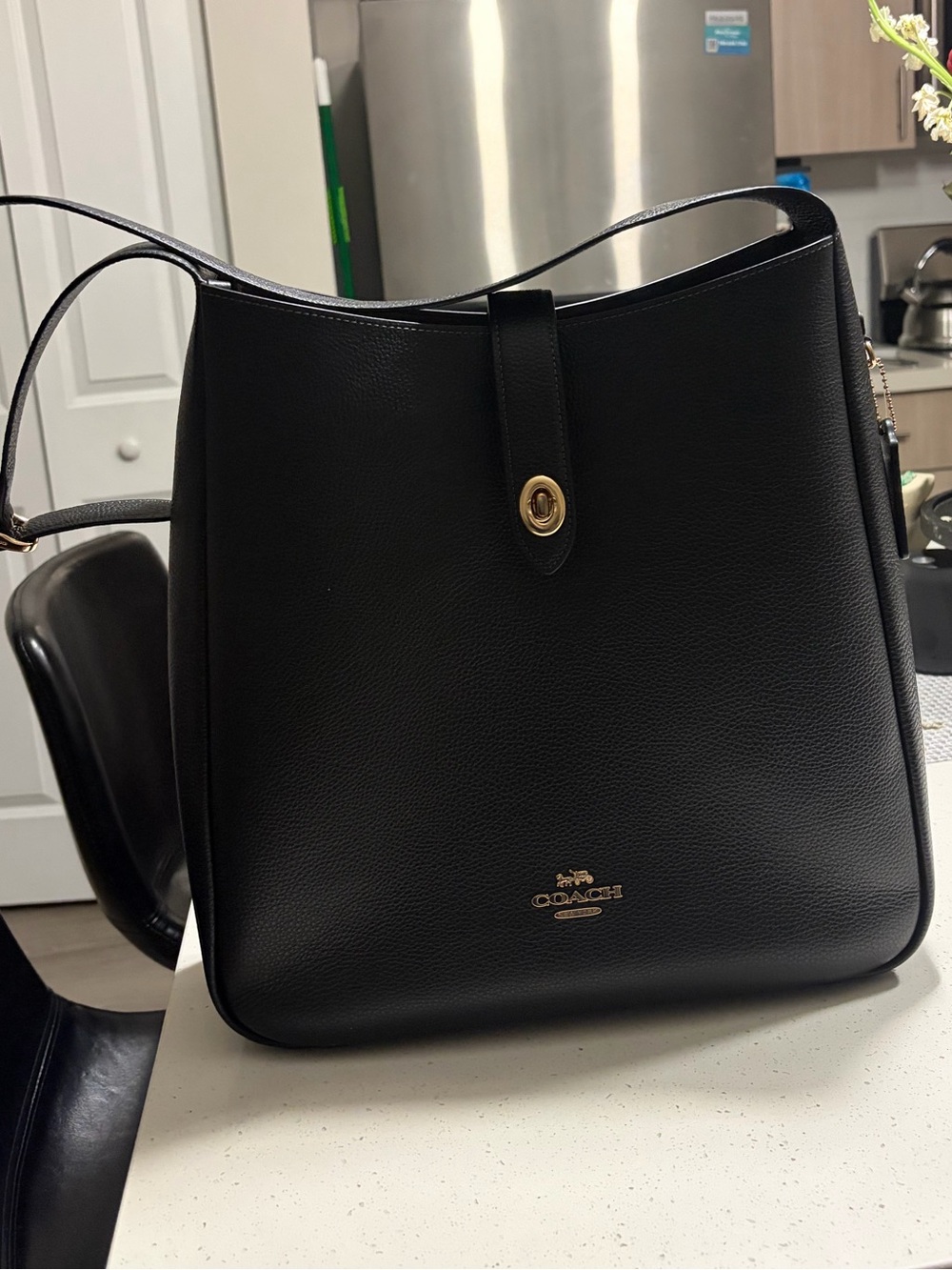 Coach Large Black Pebbled Leather Shoulder